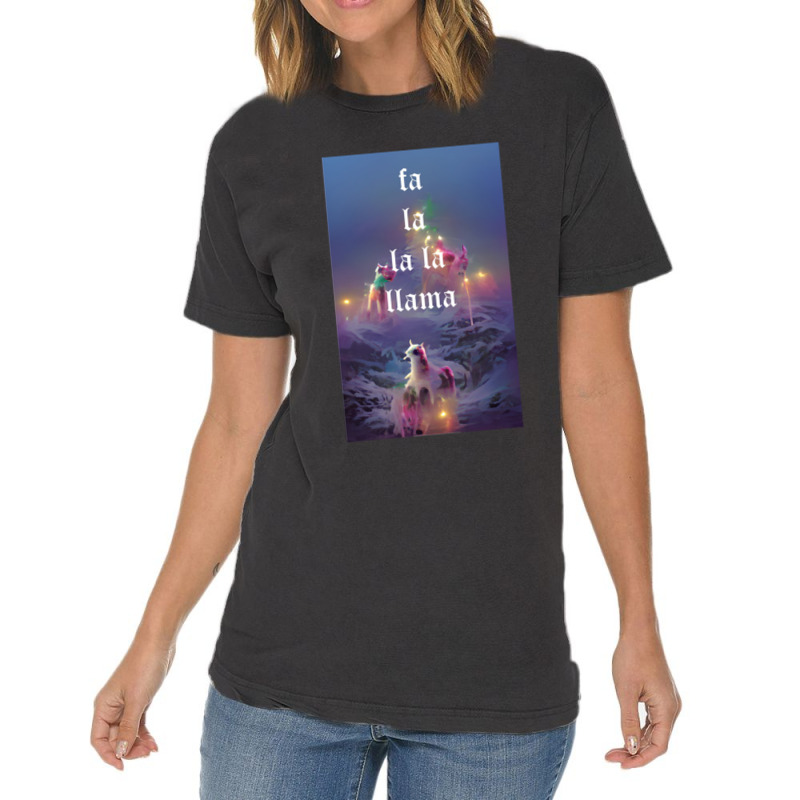 Fa La La La Llama Christmas Lights Snowflakes Cyberpunk Vintage T-shirt | Artistshot