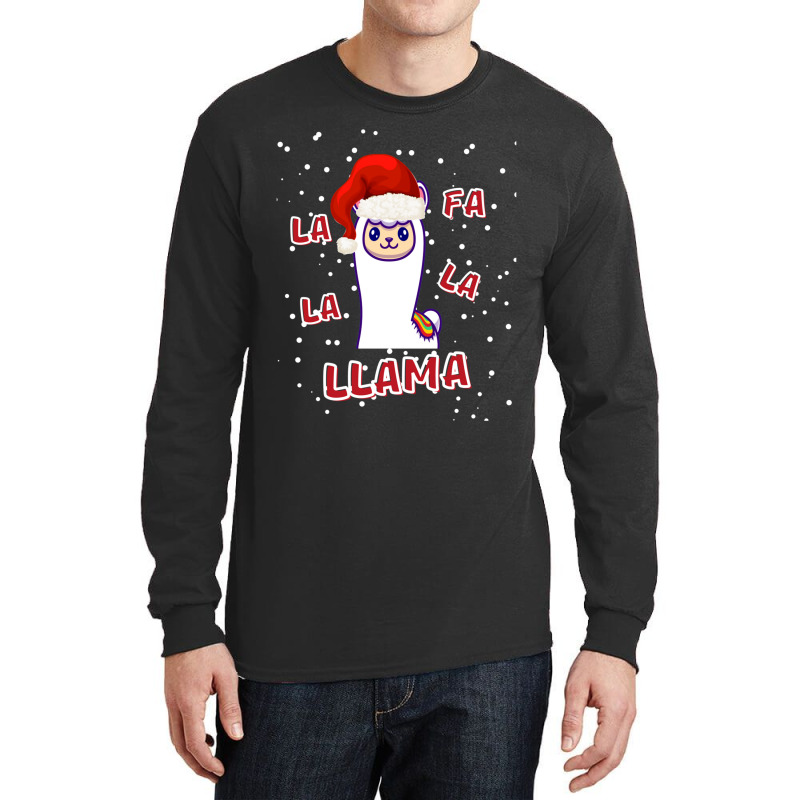 Fa La La La Llama Christmas Lights Snowflakes Llama Christmas Santa Sl Long Sleeve Shirts | Artistshot