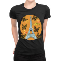 Love Paris Hearts Eiffel Tower Butterfly France Love French Long Sleev Ladies Fitted T-shirt | Artistshot