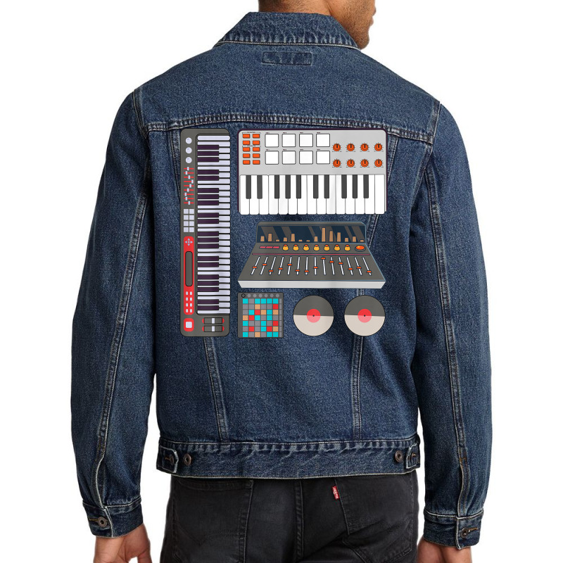 Music Producer Composer Record Electronic Music Synthesizer Men Denim Jacket | Artistshot