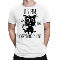 It's Fine I'm Fine Everything Is Fine Stressed Out Black Cat Long Slee T-shirt | Artistshot