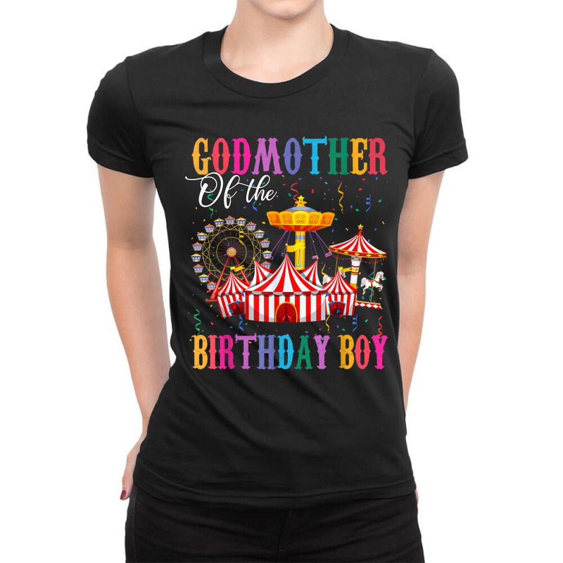 Godmother Of Birthday Boy Ringmaster Circus Birthday Party T Shirt Ladies Fitted T-Shirt by cm-arts | Artistshot