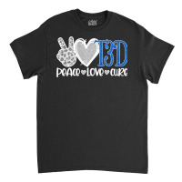 Peace Love Cure Type 3 Diabetes Awareness T3d Blue Ribbon Pullover Hoo Classic T-shirt | Artistshot