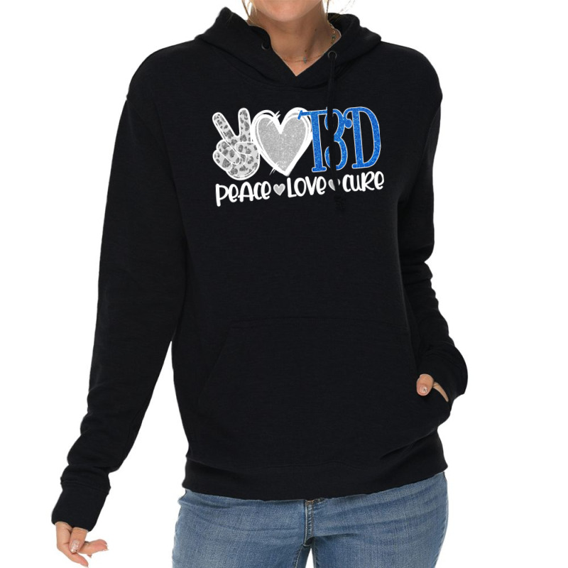 Peace Love Cure Type 3 Diabetes Awareness T3d Blue Ribbon Pullover Hoo Lightweight Hoodie by cm-arts | Artistshot