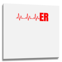 Emergency Medicine Emergency Room Nurse Er Heartbeat T Shirt Metal Print Square | Artistshot