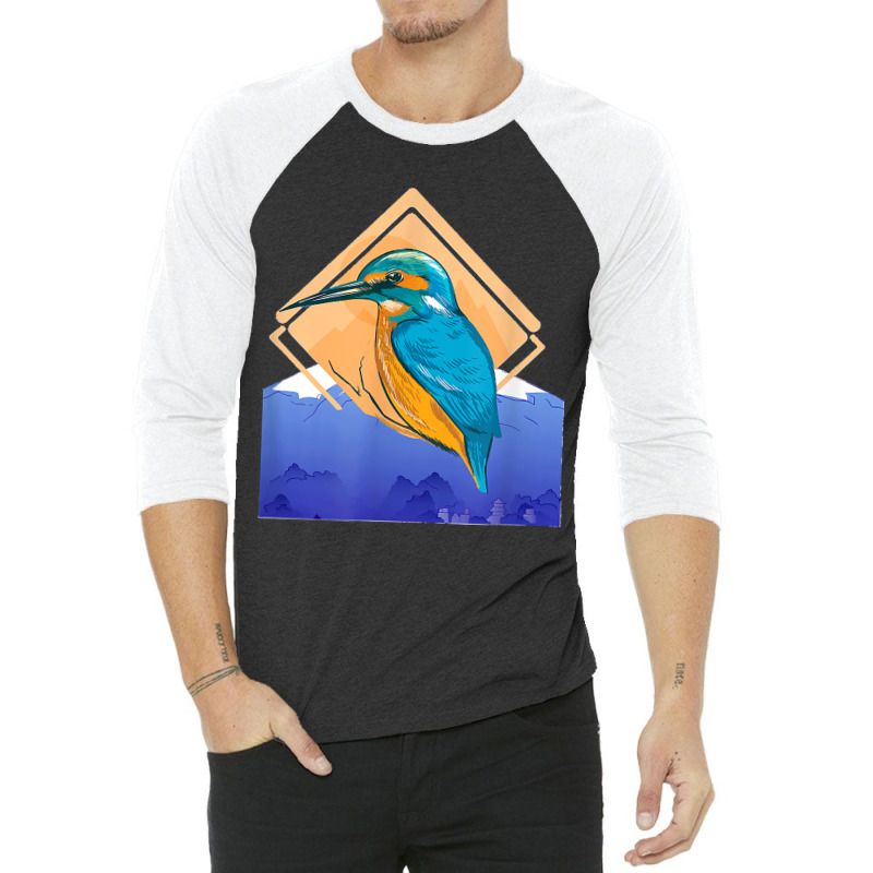 King Fisher Set Over Mountain In Spring 3/4 Sleeve Shirt | Artistshot