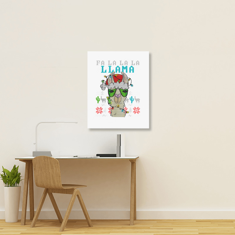 Fa La La La La Merry Christmas Funny Santa Llama Ugly T Shirt Portrait Canvas Print | Artistshot