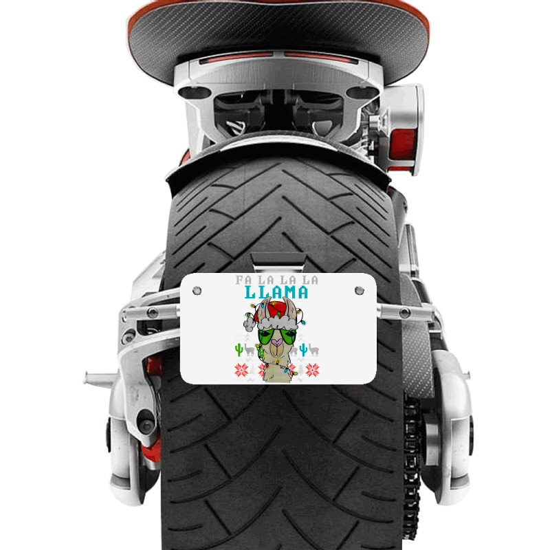 Fa La La La La Merry Christmas Funny Santa Llama Ugly T Shirt Motorcycle License Plate | Artistshot