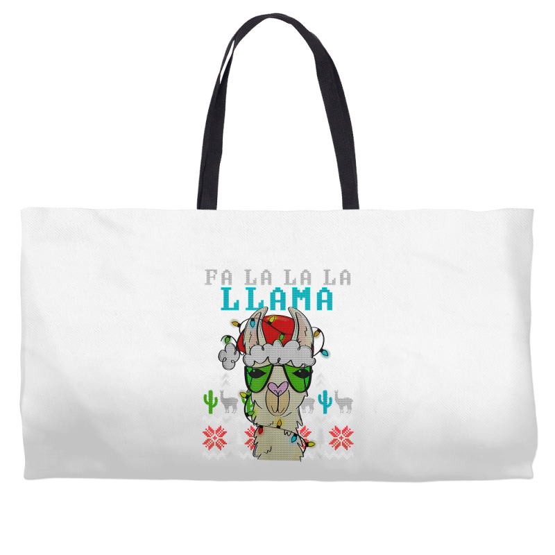 Fa La La La La Merry Christmas Funny Santa Llama Ugly T Shirt Weekender Totes | Artistshot