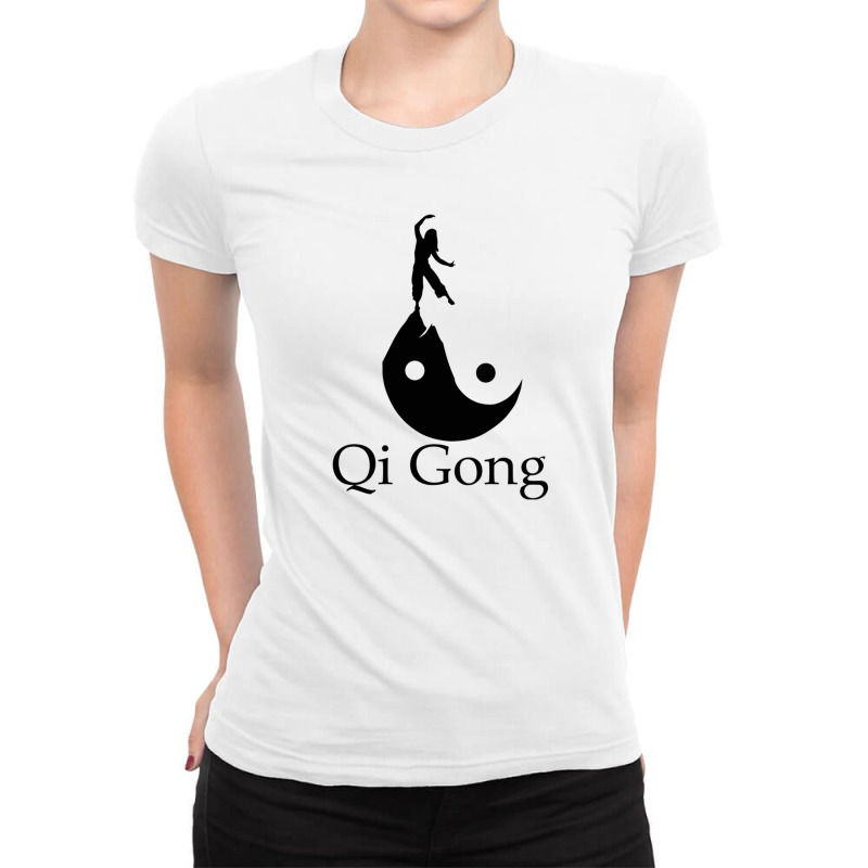 Black Silhouette Art Of Qigong Ladies Fitted T-Shirt by cm-arts | Artistshot