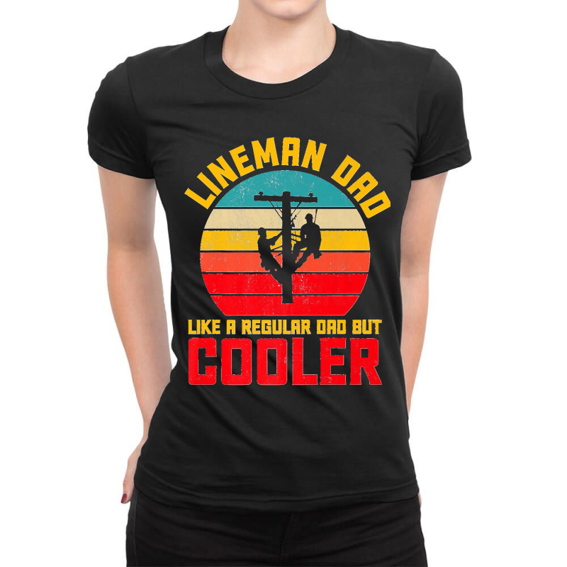 Lineman Dad But Cooler Funny Electrician Utility Father Mens Premium Ladies Fitted T-Shirt by Aaronnderouin | Artistshot