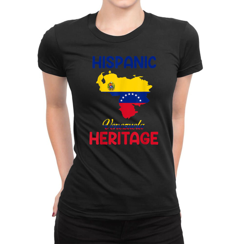 Venezuela Map Venezuela Flag Hispanic Heritage Latin Month T Shirt Ladies Fitted T-Shirt by cm-arts | Artistshot