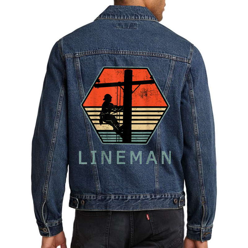 Lineman Retro Vintage Electrician Men Denim Jacket | Artistshot