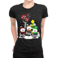 Faith Hope Love Snowman Jesus Dandelion Christian Christmas Ladies Fitted T-shirt | Artistshot