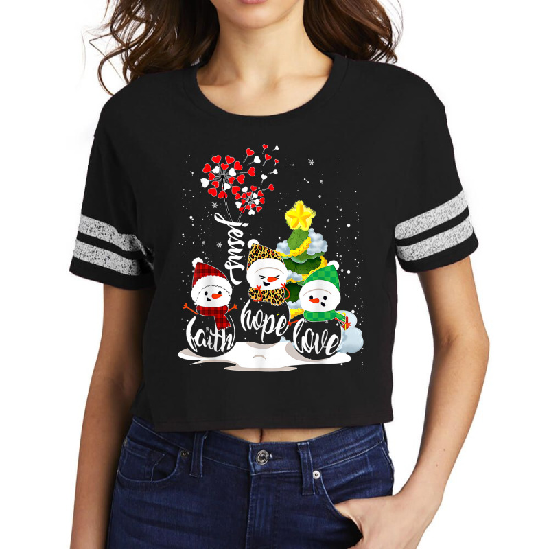 Faith Hope Love Snowman Jesus Dandelion Christian Christmas Scorecard Crop Tee by Queens | Artistshot