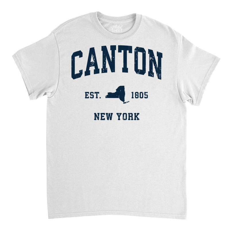 Canton New York Ny Vintage Athletic Navy Sports Design Long Sleeve T S Classic T-shirt | Artistshot