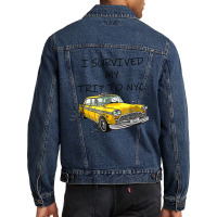 I Survived My Trip To Nyc Men Denim Jacket | Artistshot