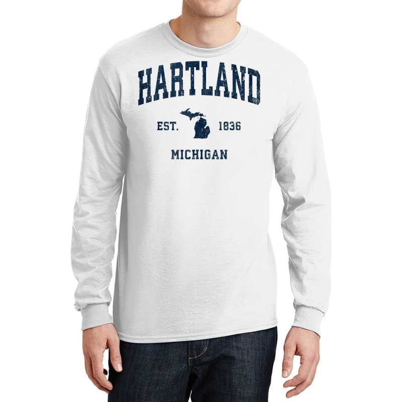 Hartland Michigan Mi Vintage Athletic Navy Sports Design Tank Top Long Sleeve Shirts by vaeriburaeme | Artistshot