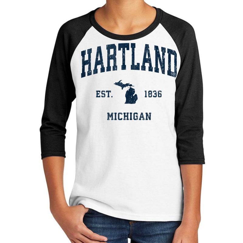 Hartland Michigan Mi Vintage Athletic Navy Sports Design Tank Top Youth 3/4 Sleeve by vaeriburaeme | Artistshot