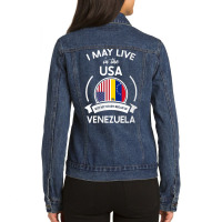 Womens May Live In The Usa But My Story Began In Venezuela Gift V Neck Ladies Denim Jacket | Artistshot