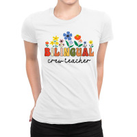 Dual Language Bilingual Crew Teacher Appreciation T Shirt Ladies Fitted T-shirt | Artistshot