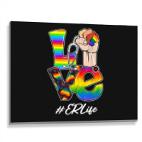 Love Er Life Nurse Lgbt Gay Pride Rainbow Flag Nursing Metal Print Horizontal | Artistshot