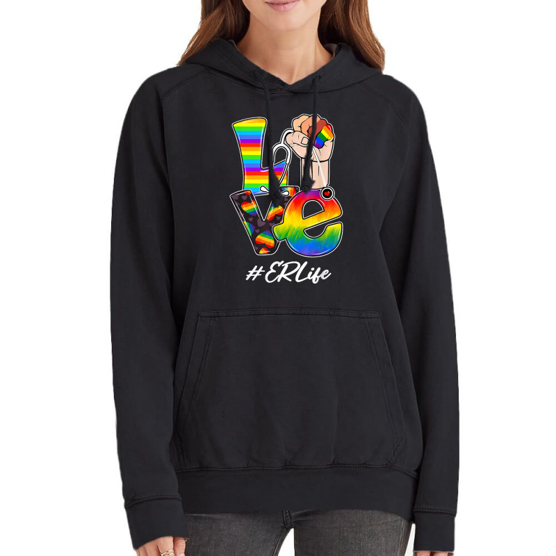 Love Er Life Nurse Lgbt Gay Pride Rainbow Flag Nursing Vintage Hoodie | Artistshot