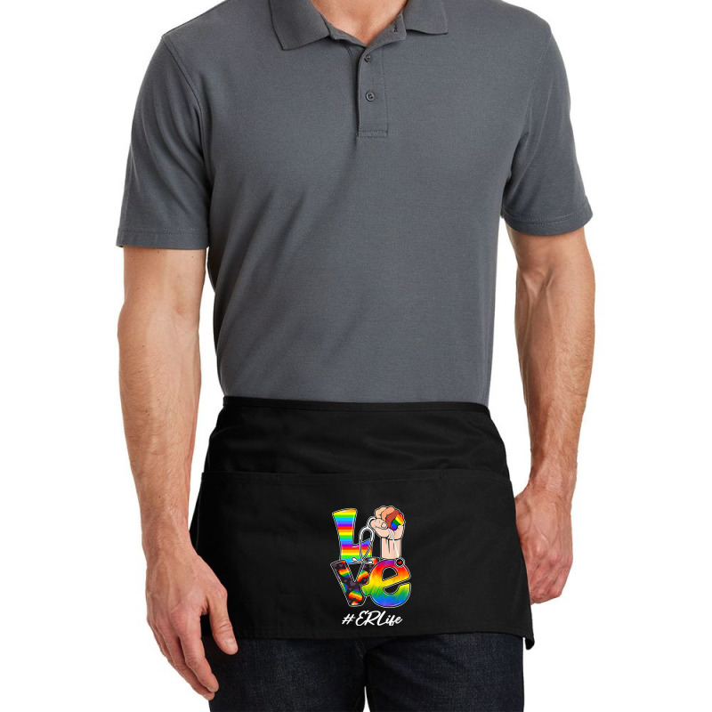 Love Er Life Nurse Lgbt Gay Pride Rainbow Flag Nursing Waist Apron | Artistshot