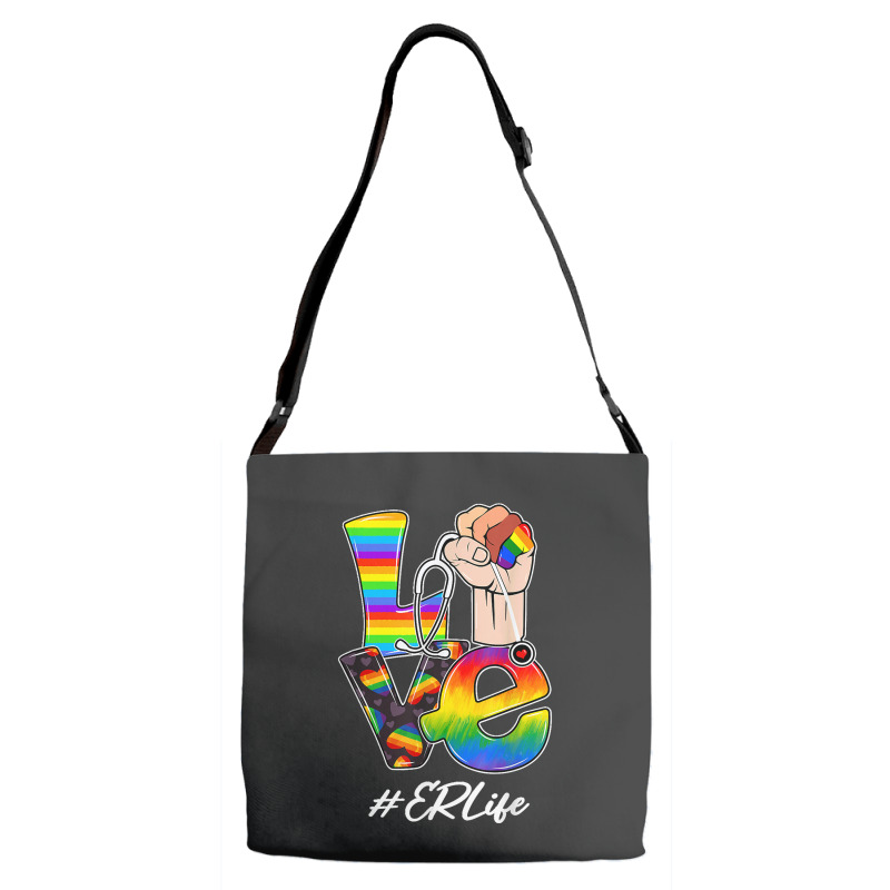 Love Er Life Nurse Lgbt Gay Pride Rainbow Flag Nursing Adjustable Strap Totes | Artistshot