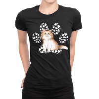 Halloween Siberian Brown Tuxedo Cat Ghosts Cat Paw T Shirt Ladies Fitted T-shirt | Artistshot