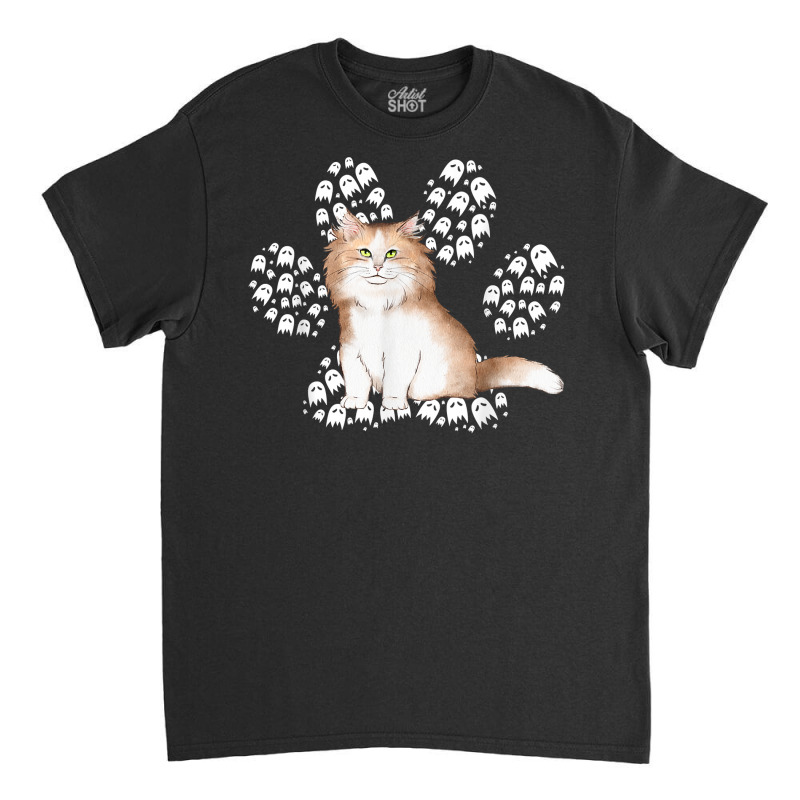 Halloween Siberian Brown Tuxedo Cat Ghosts Cat Paw T Shirt Classic T-shirt by cm-arts | Artistshot