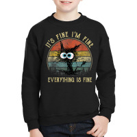 It's Fine I'm Fine Everything Is Fine Funny Black Cat Youth Sweatshirt | Artistshot