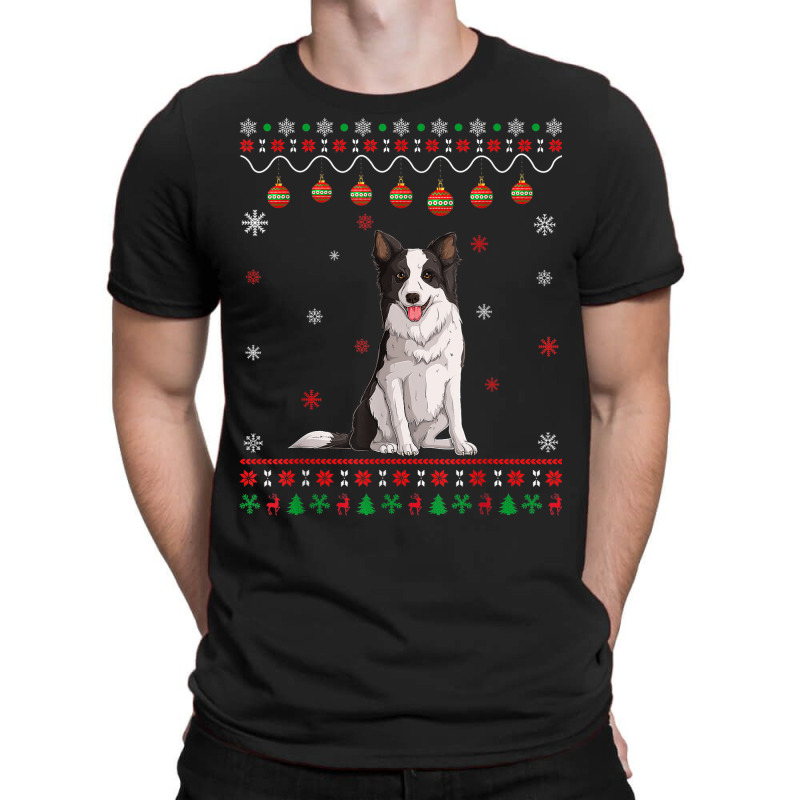 Border Collie Dog Ugly Xmas Design Matching Ugly Christmas T-shirt | Artistshot