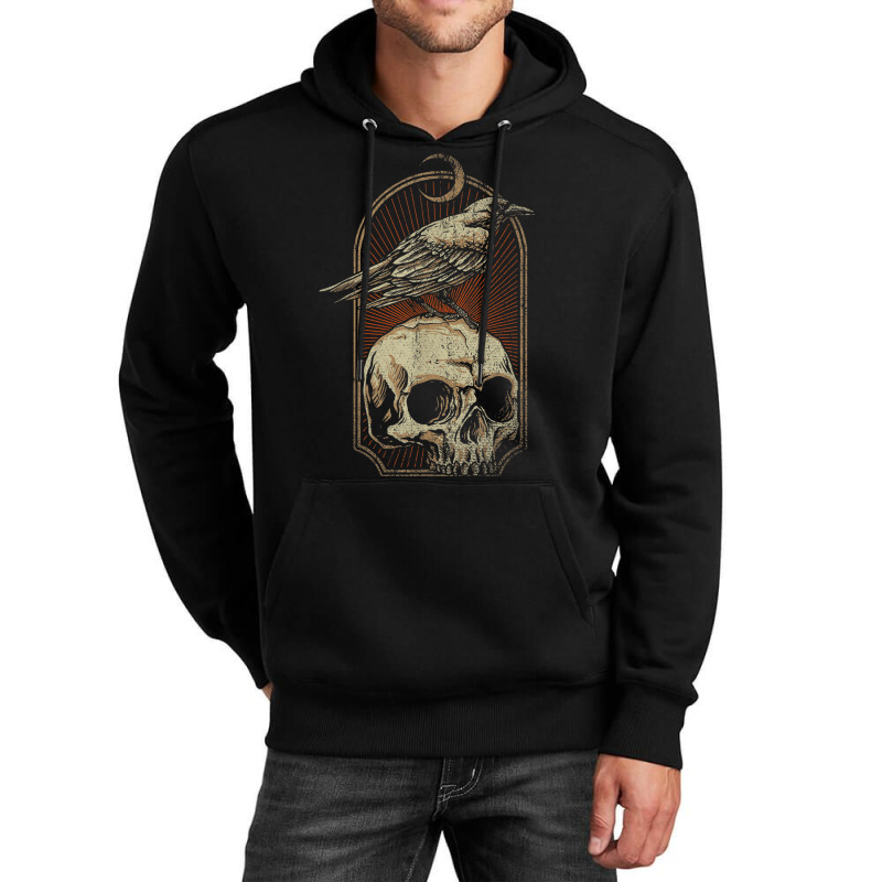 Witch Scary Crow Ghoulish Skull Moon Raven Unisex Hoodie | Artistshot