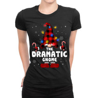 The Dramatic Gnome Buffalo Plaid Christmas Tree Light Funny Ladies Fitted T-shirt | Artistshot