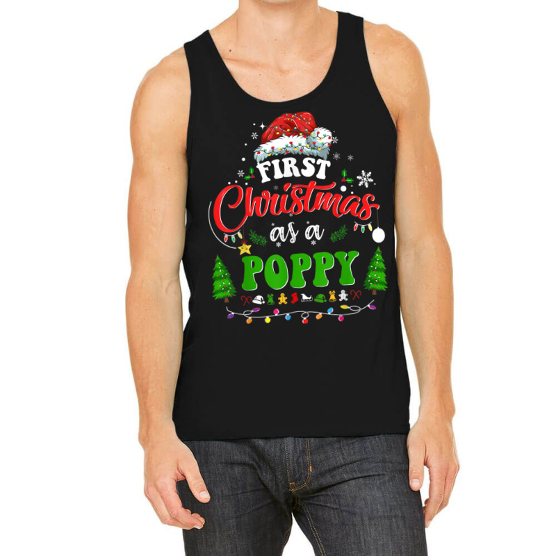 First Christmas As A Poppy Funny Holiday Santa Hat Groovy Tank Top | Artistshot