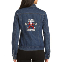 Tis The Season To Be Squatting - Santa Leg Day Ladies Denim Jacket | Artistshot