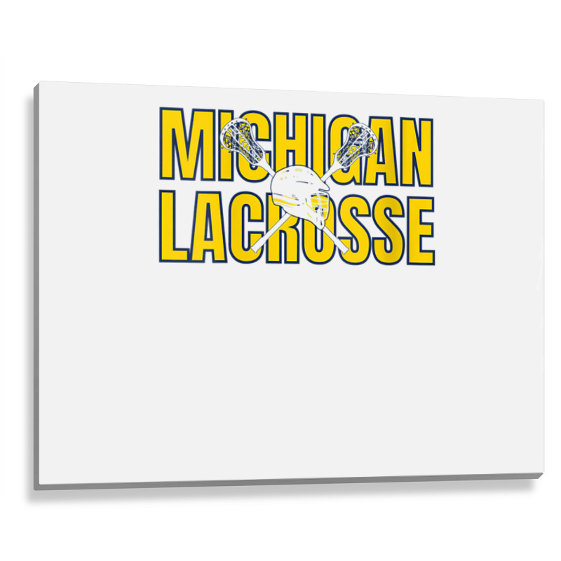 Womens Michigan Lacrosse Helmet Mi Lax The Wolverine State Gift V Neck Metal Print Horizontal | Artistshot