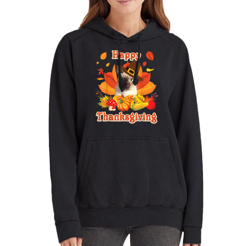 Happy Thanksgiving Tonkinese Cat I'm Thankful For My Turkey Vintage Hoodie | Artistshot