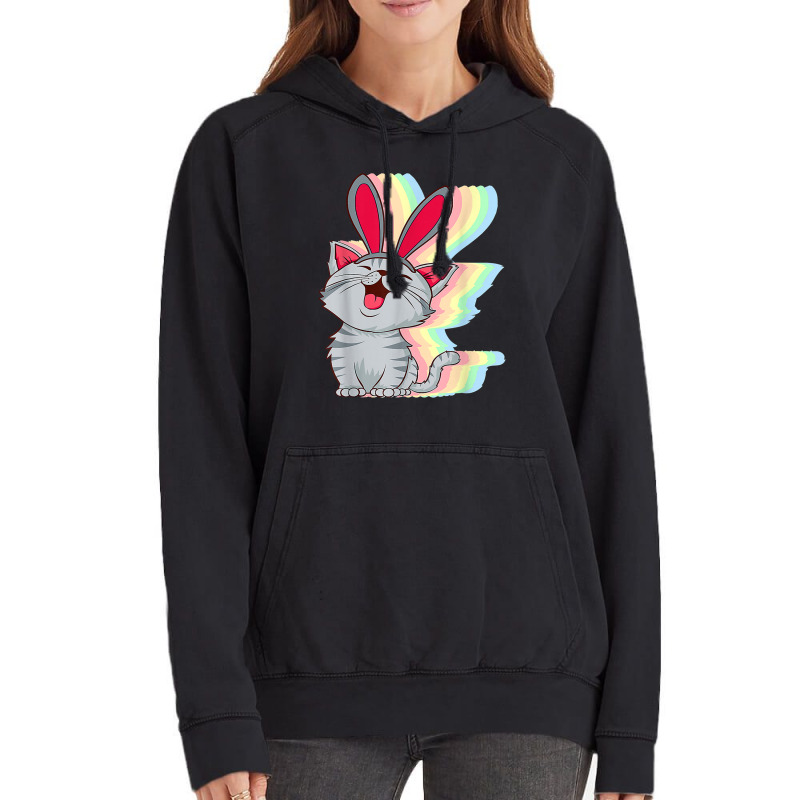 Cat Bunny Ears Easter Day Cute Pet Kitten Lover Boys Girls Vintage Hoodie by Claire J Tinsley | Artistshot