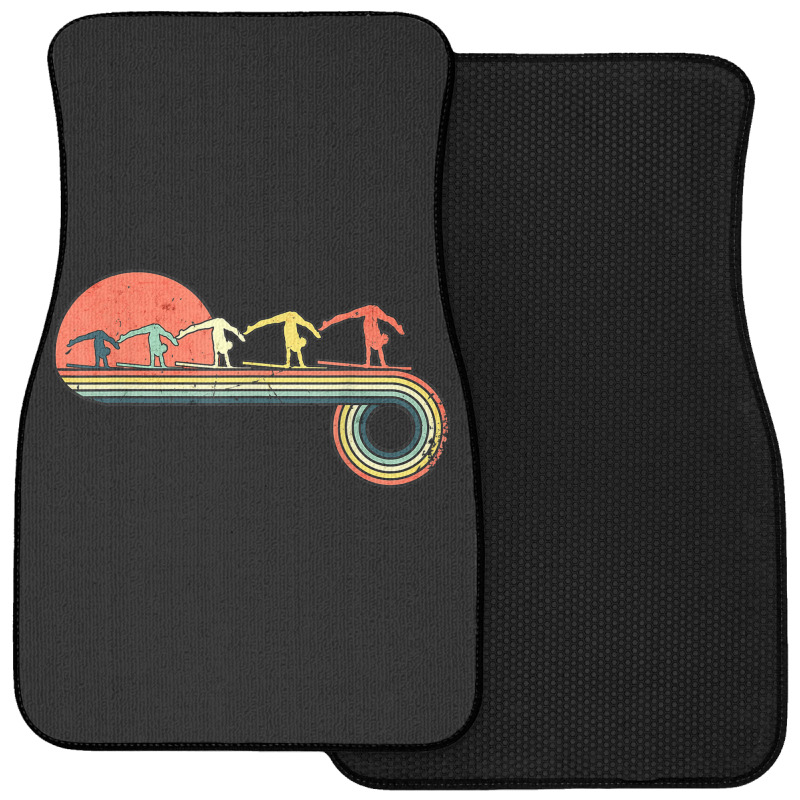 Gymnast Girl Exercise Retro Vintage Sunset Rainbow Color Front Car Mat | Artistshot