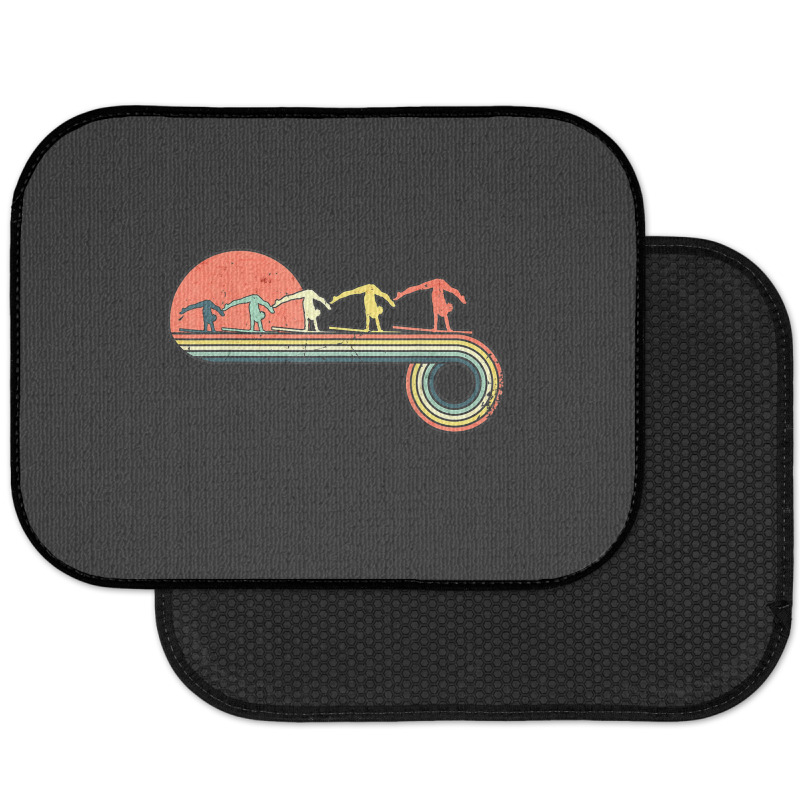 Gymnast Girl Exercise Retro Vintage Sunset Rainbow Color Rear Car Mat | Artistshot