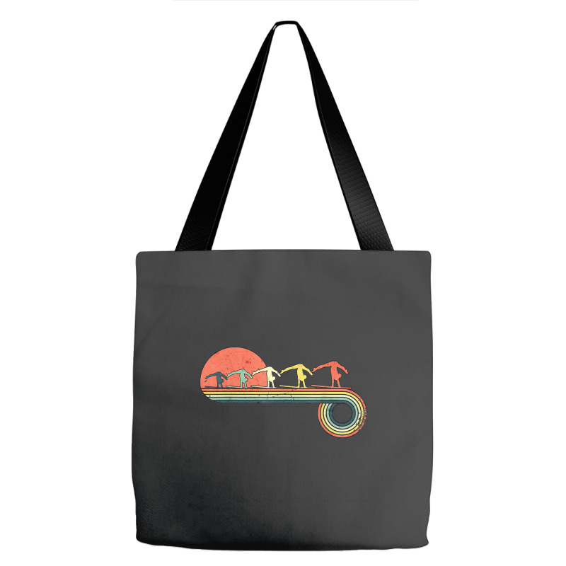 Gymnast Girl Exercise Retro Vintage Sunset Rainbow Color Tote Bags | Artistshot