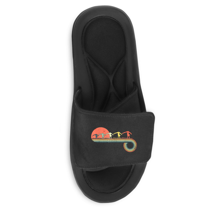 Gymnast Girl Exercise Retro Vintage Sunset Rainbow Color Slide Sandal | Artistshot