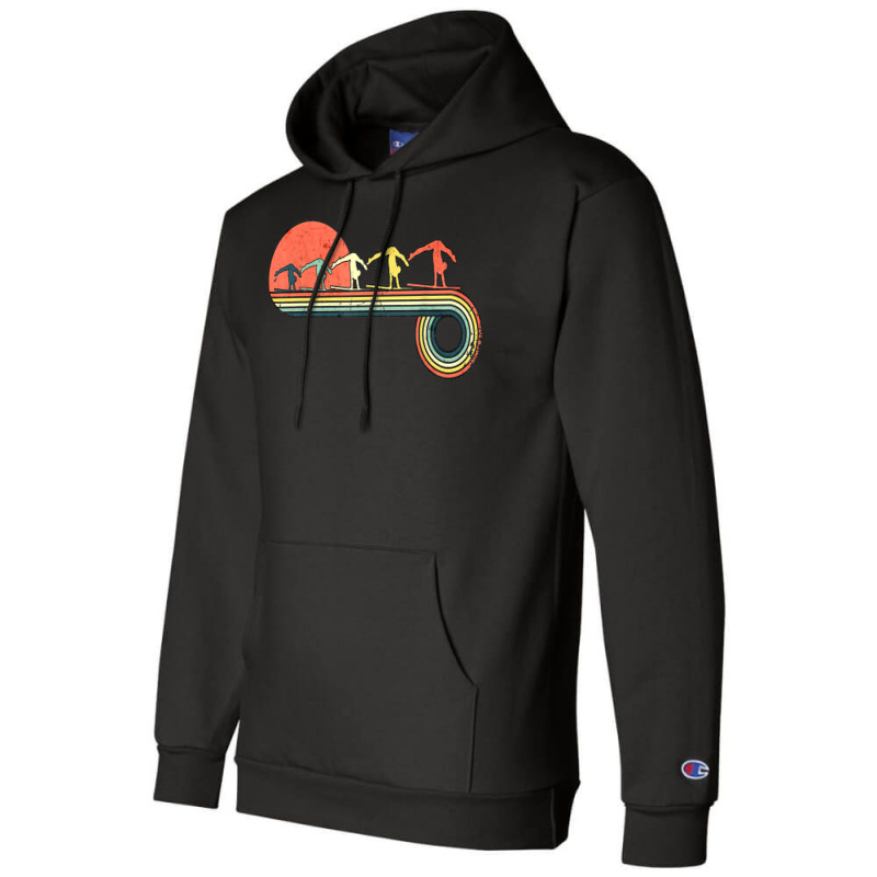 Gymnast Girl Exercise Retro Vintage Sunset Rainbow Color Champion Hoodie | Artistshot