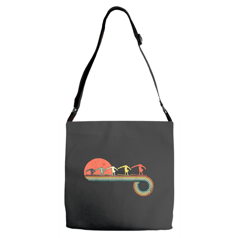 Gymnast Girl Exercise Retro Vintage Sunset Rainbow Color Adjustable Strap Totes | Artistshot