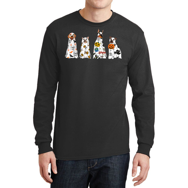 Dog Ghost Spooky Season Ghost Halloween Groovy Retro Long Sleeve Shirts | Artistshot