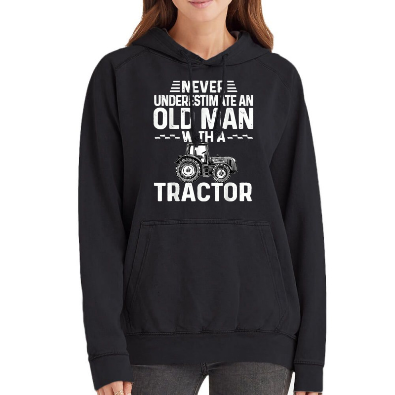 Mens Cool Farmer Never Underestimate An Old Man With A Tractor Vintage Hoodie | Artistshot