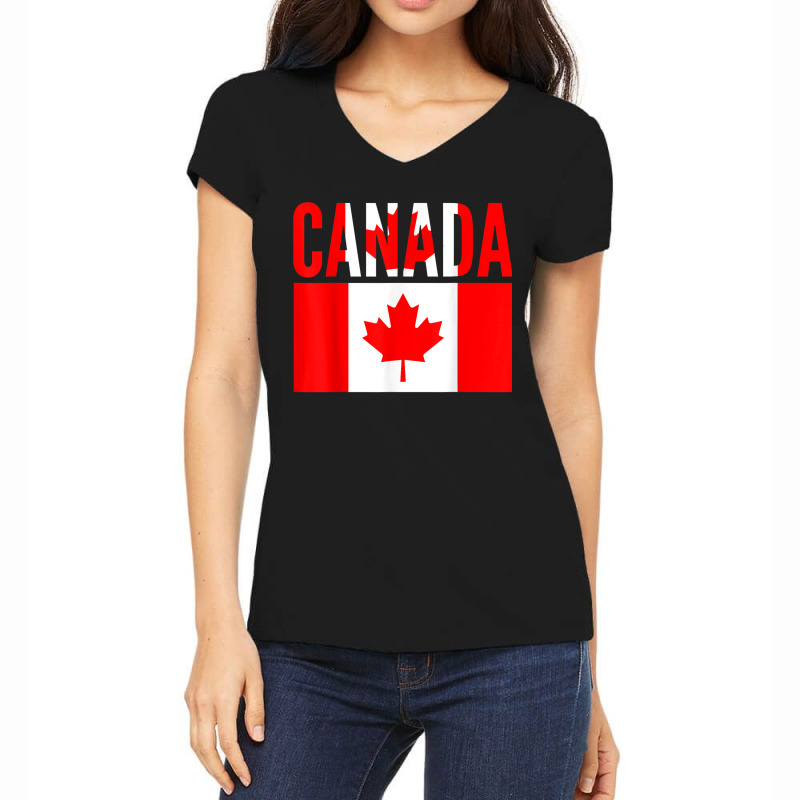 Canadian Gift Canada Country Flag Women's V-Neck T-Shirt by WillettaIngber | Artistshot