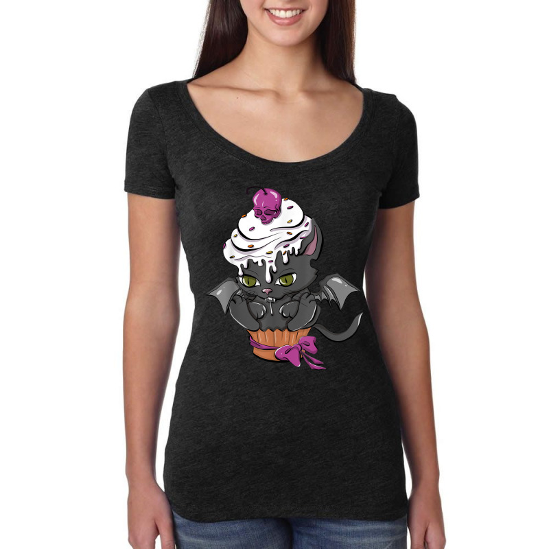 Halloween Scary Vampire Cat Bat Cupcake Halloween Clothing T Shirt Women's Triblend Scoop T-shirt by nataeqisul | Artistshot